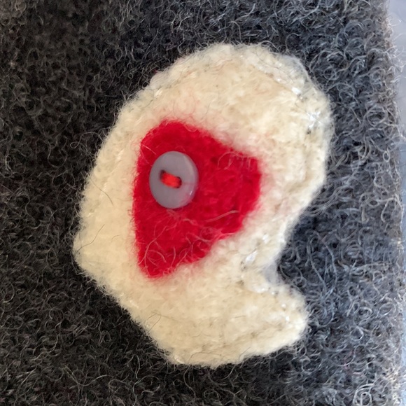 TALBOTS | Snowman Holiday Zippered Cardigan, Charcoal Grey w/ Appliqués | Sz M - Picture 8 of 12